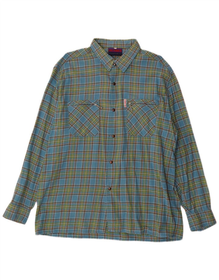 Camisa de franela para hombre de MC Kee's Algodón a cuadros azules grandes