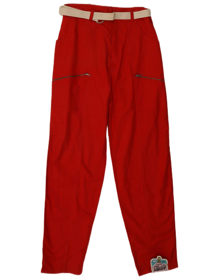 VINTAGE Pantalones cargo de cintura alta para mujer IT 46 Grande W28 L31 Algodón rojo