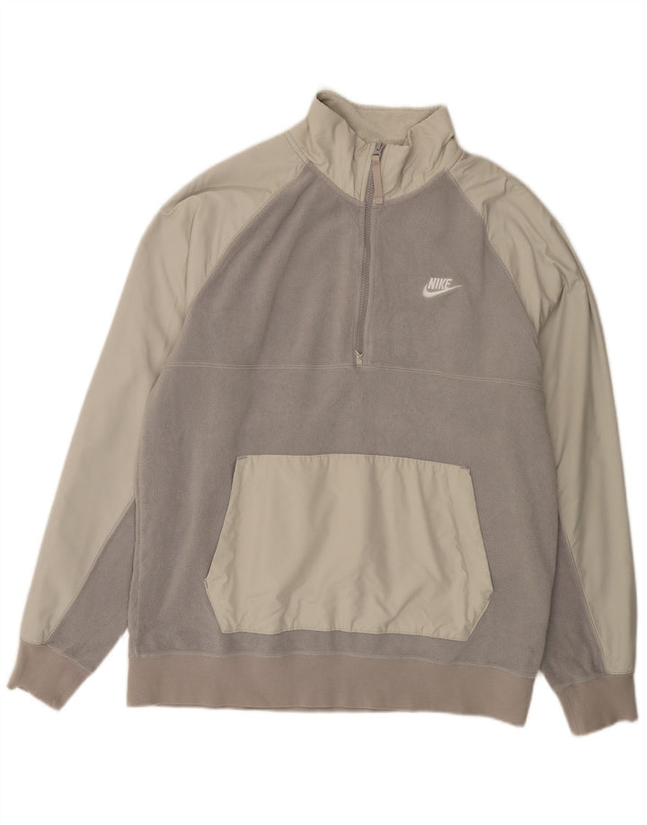 Nike - Jersey de forro polar con cuello y cremallera para hombre, poliéster gris grande