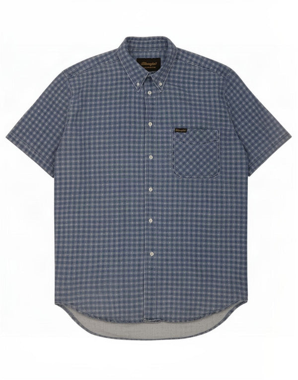 Wrangler Camisa De Manga Corta Hombre XL Azul Cuadros Algodón