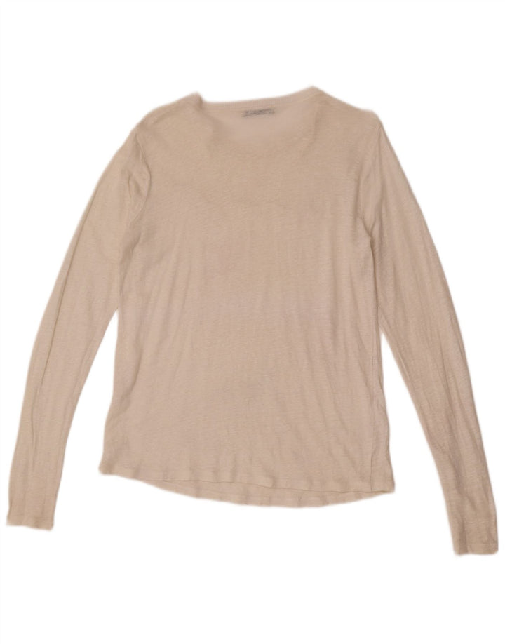 Zara Mujer Top Manga Larga UK 40 Medio Off White Floral