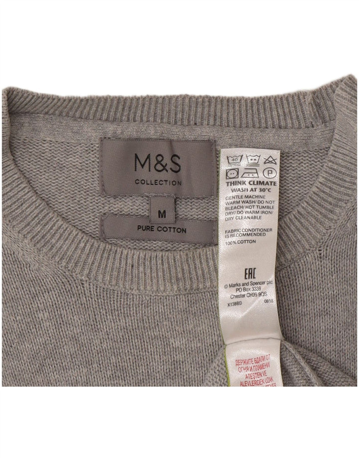 Marks & Spencer Jersey de cuello redondo para hombre de algodón gris medio