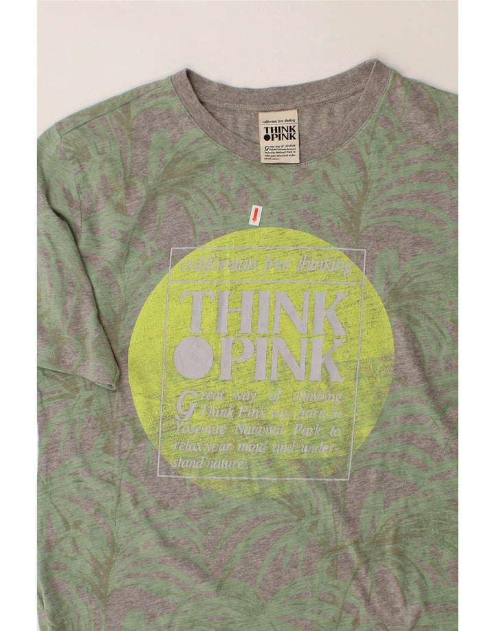 THINK PINK Mens Graphic T-Shirt Top Medium Grey Cotton Vintage Think Pink and Second-Hand Think Pink from Messina Hembry 