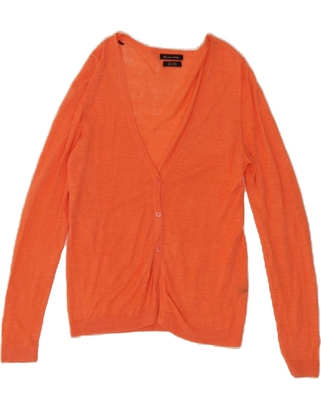 MASSIMO DUTTI Womens Cardigan Sweater UK 10 Small Orange Linen Vintage Massimo Dutti and Second-Hand Massimo Dutti from Messina Hembry 
