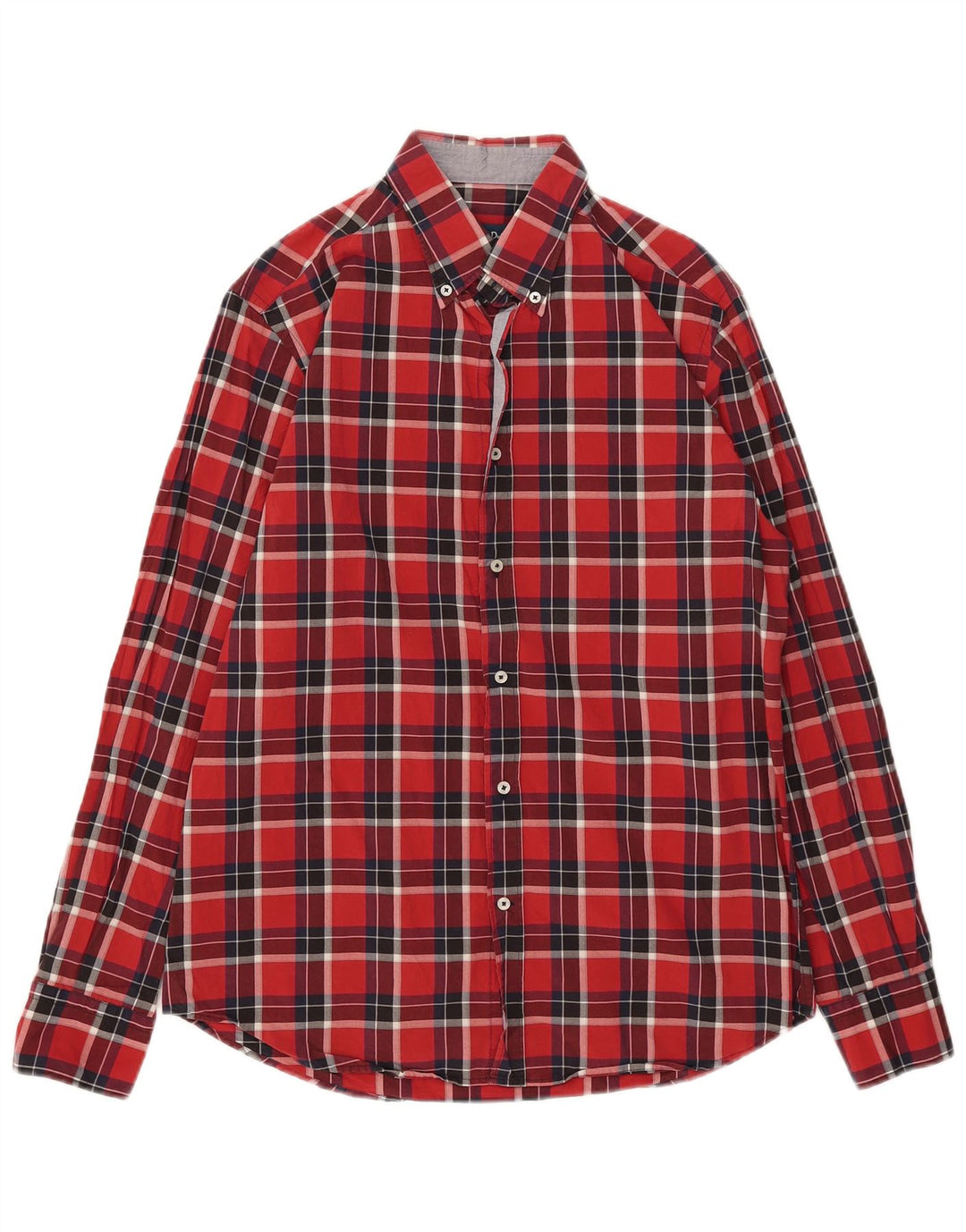 Massimo Dutti Camisa De Franela Casual Fit Cuadros Rojos Grandes Hombre