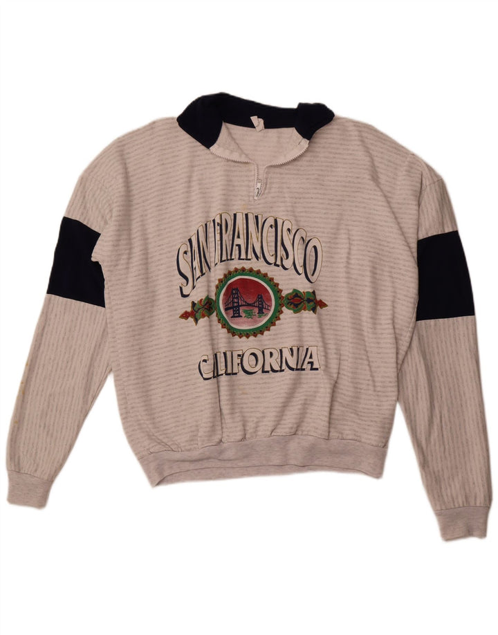 MAGIC Mens San Francisco Graphic Sudadera Jumper Grande Gris Rayas