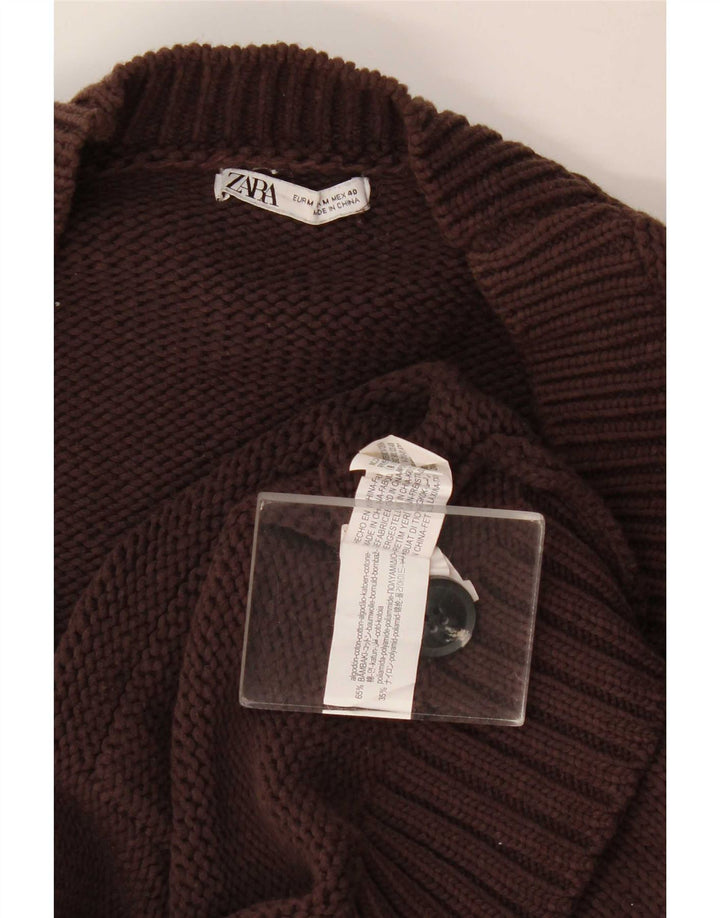 Zara Hombre Jersey Cárdigan Algodón Marrón Medio