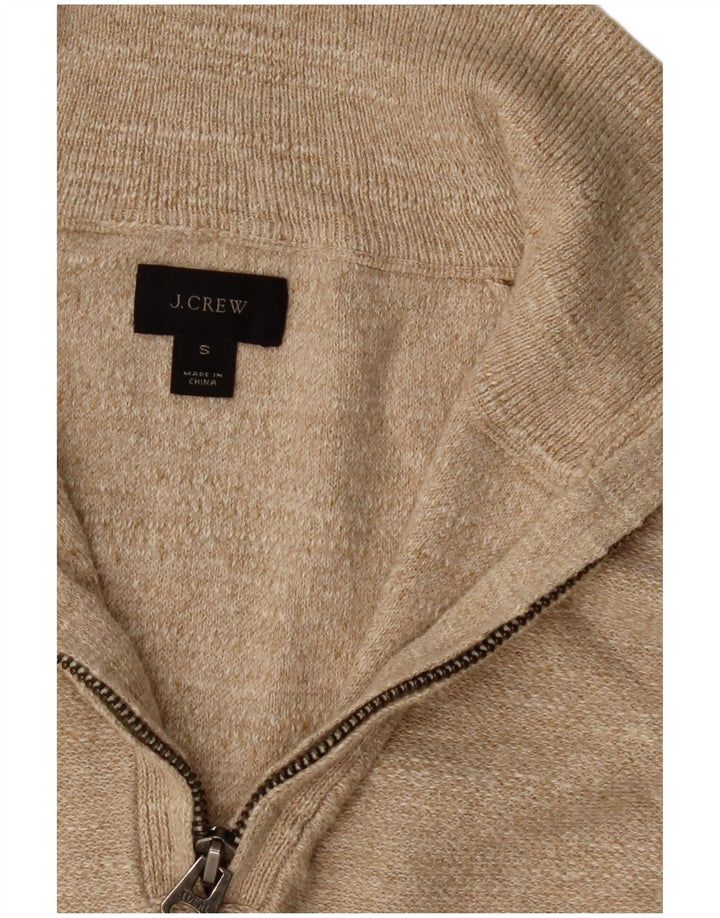 J. Crew - Jersey para hombre con cuello y cremallera, talla pequeña, algodón beige