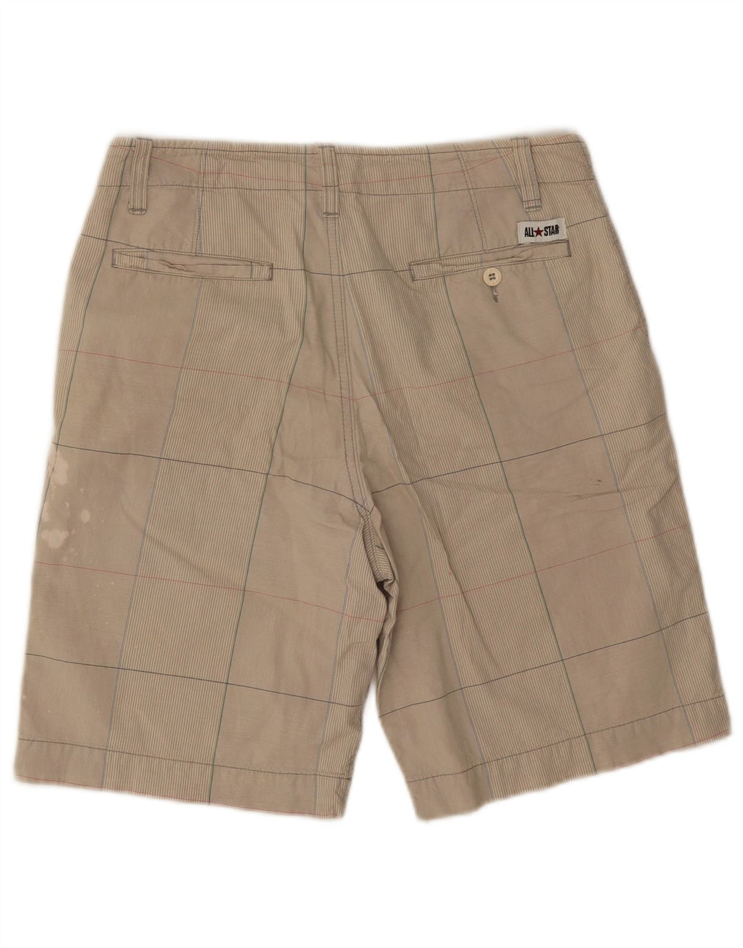 Converse Pantalones cortos chinos para hombre pequeños W28 Beige Check Cotton