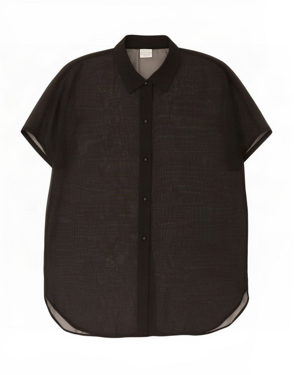 Benetton Blusa Camisera Extragrande Transparente Mujer EU 44 Mediano Negro