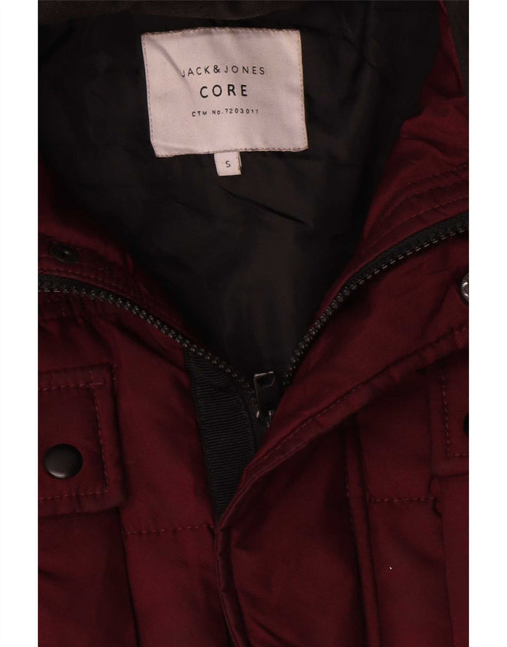 Jack & Jones Chaqueta acolchada con capucha para hombre UK 36 Small Borgoña Poliéster
