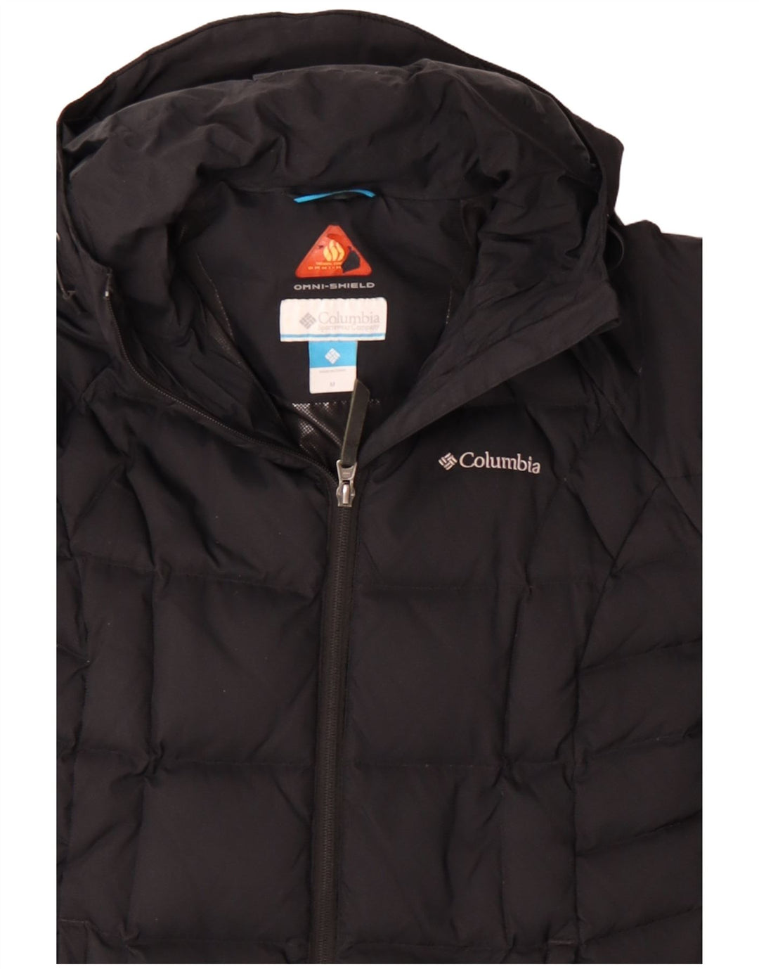 COLUMBIA Abrigo acolchado con capucha Omni-Shield para mujer UK 44 Mediano Nylon negro