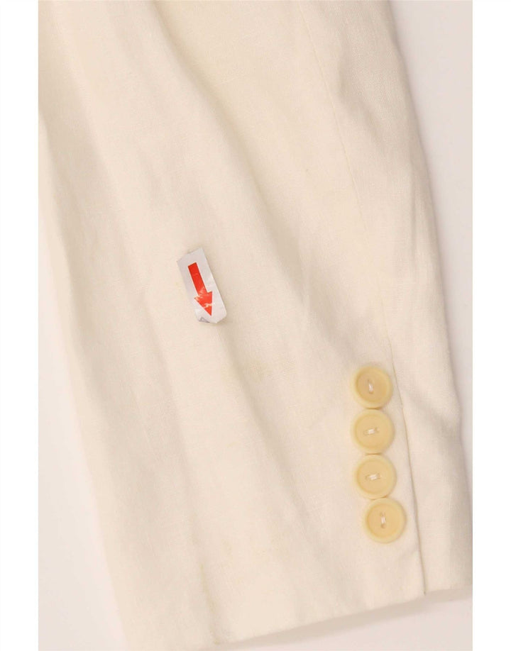 Max & Co. Chaqueta tipo blazer de 3 botones para mujer UK 8 Small White Linen