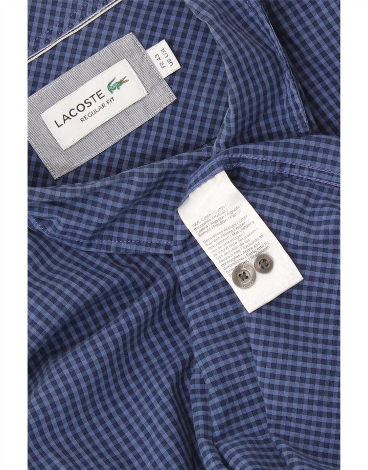 Camisa Lacoste de corte regular para hombre talla 43 algodón a cuadros azul grande