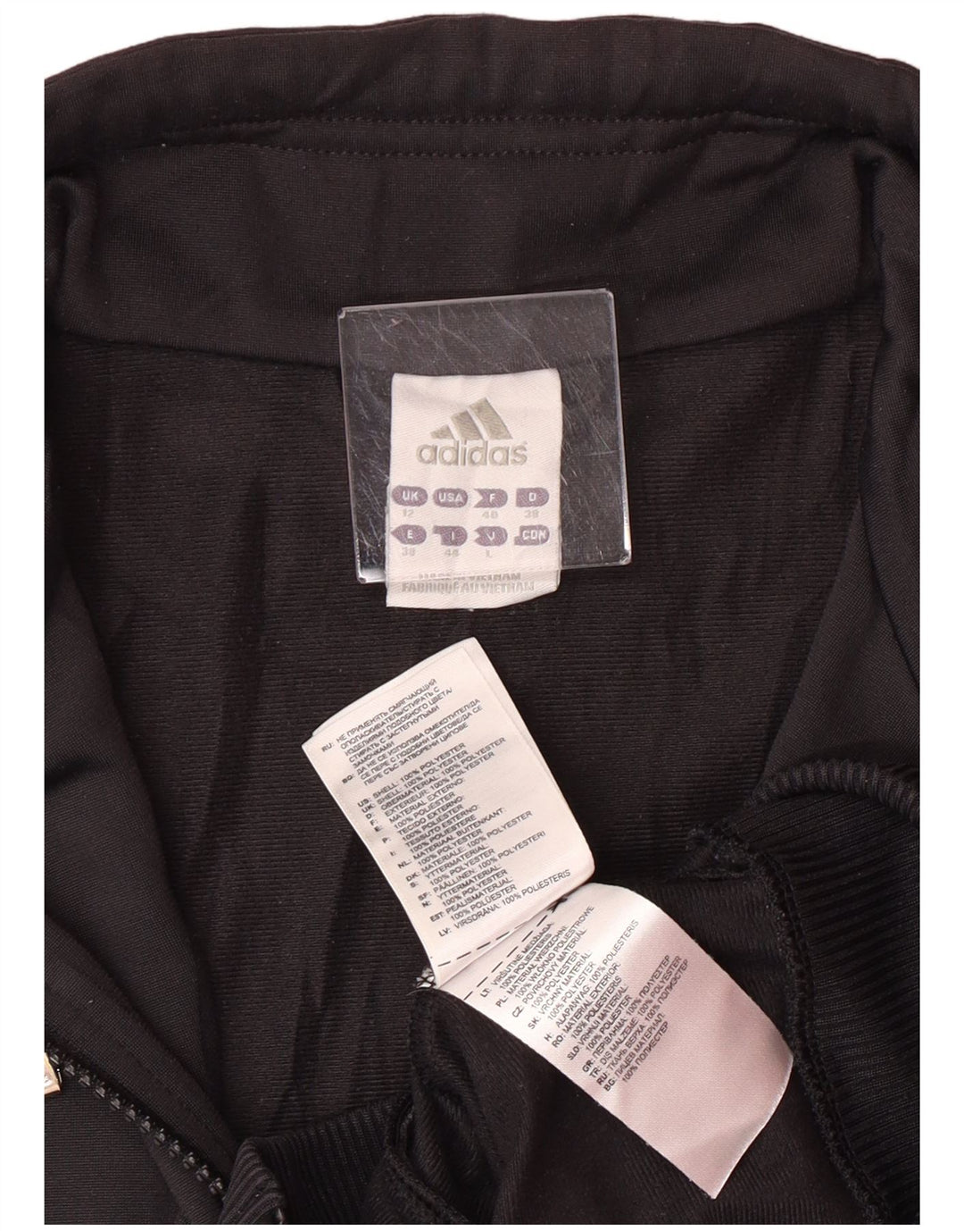 ADIDAS Chaqueta de chándal para mujer UK 12 Mediana Negro Poliéster