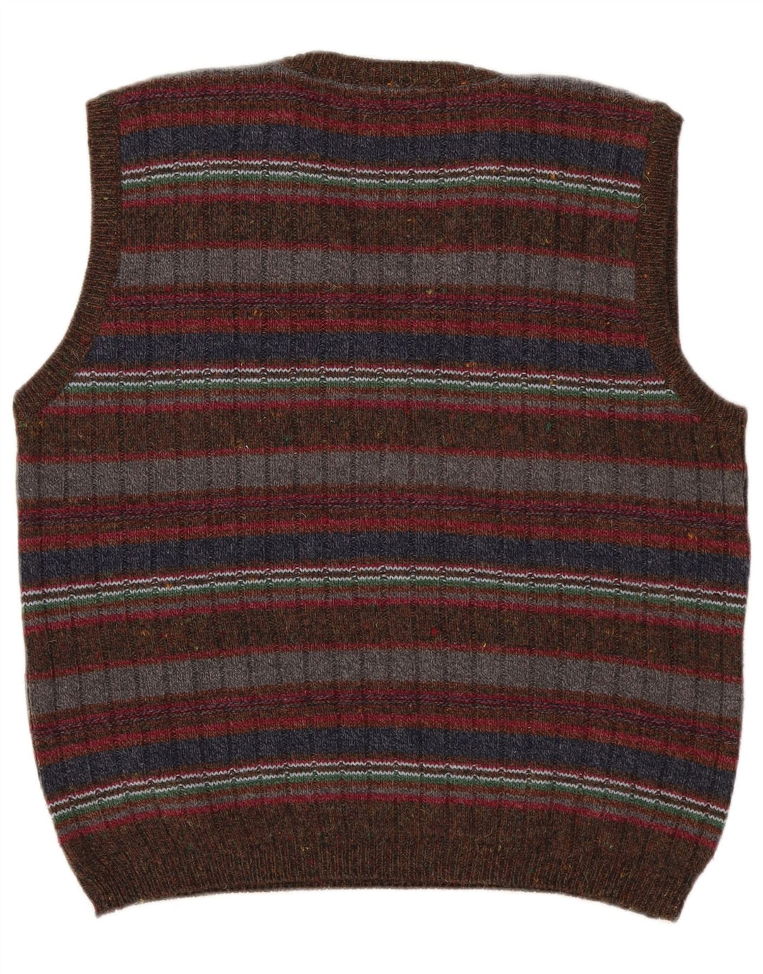 Osvaldo Bruni Camiseta sin mangas para hombre, talla mediana, de lana a rayas multicolor