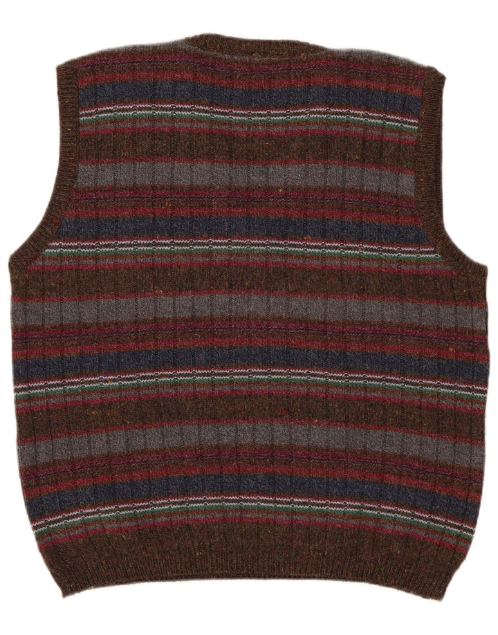 Osvaldo Bruni Camiseta sin mangas para hombre, talla mediana, de lana a rayas multicolor
