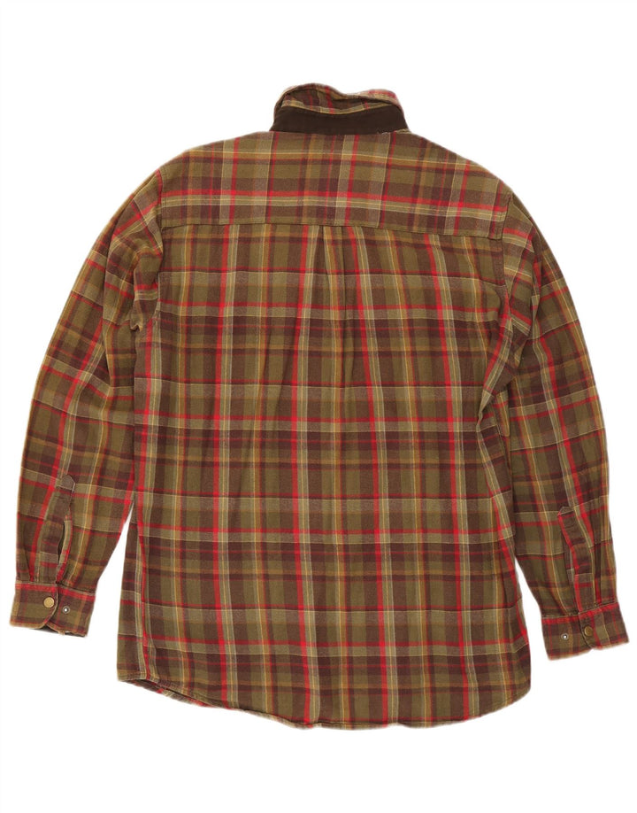 Univers Camisa de franela para hombre de algodón a cuadros caqui grande