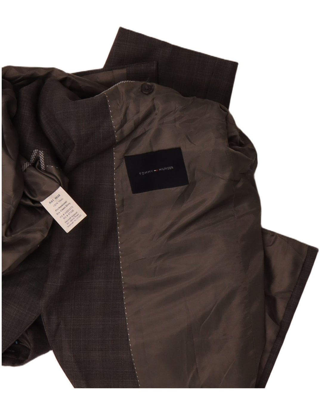 Tommy Hilfiger Chaqueta tipo blazer de 2 botones para hombre US 41 Lana a cuadros marrón grande