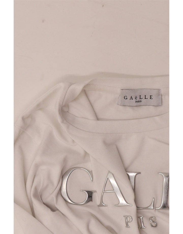 Gaelle Top gráfico para mujer de manga larga UK 6 XS Blanco
