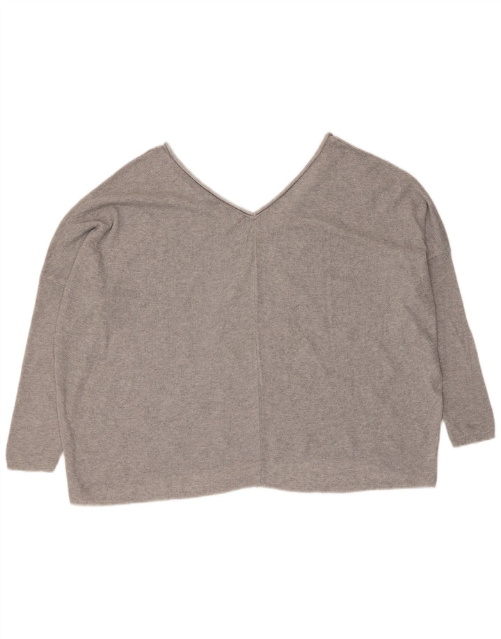 Zara Mujer Jersey Oversize con Cuello en V UK 44 Gris Medio