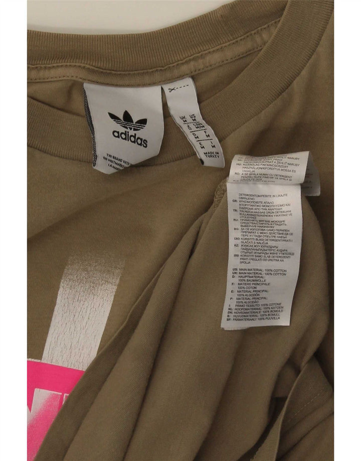 Adidas Hombre Camiseta Gráfica Top Medium Khaki Algodón