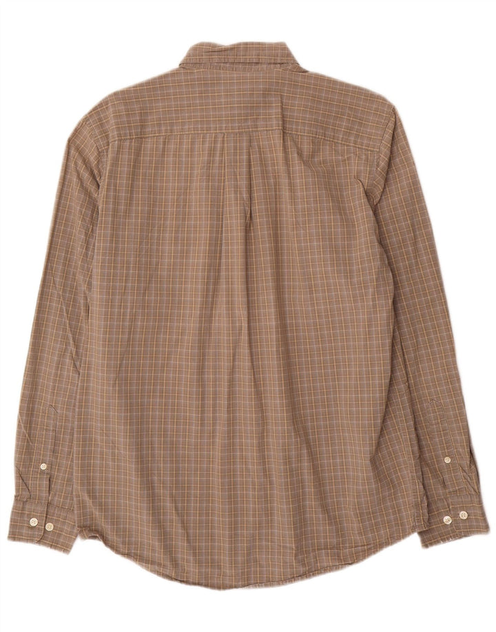 EDDIE BAUER Camisa Hombre Algodón Cuadros Gris Pequeño