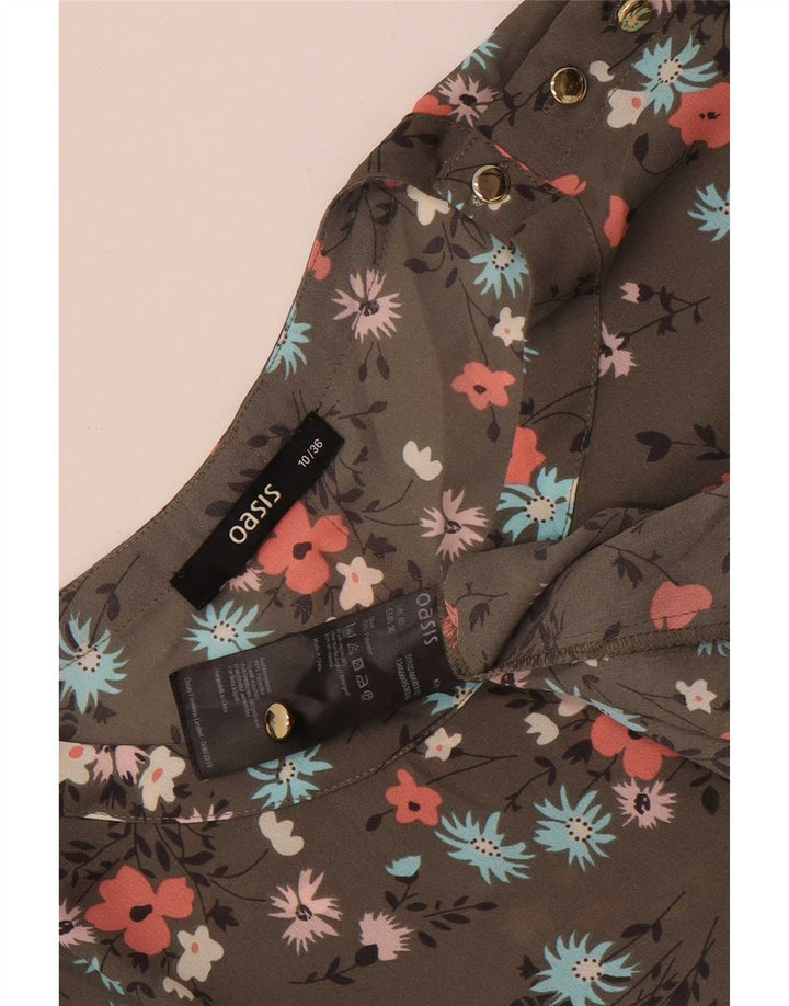 Oasis Blusa Extragrande para Mujer Top UK 10 Small Caqui Floral Poliéster