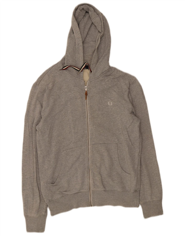 Fred Perry - Sudadera con capucha y cremallera para hombre, talla grande, algodón gris
