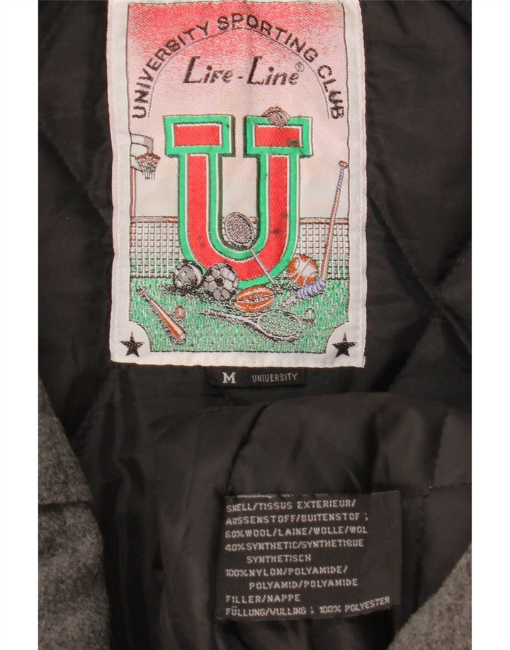 Life Line Chaqueta bomber estampada para hombre ES 38 Lana gris medio con bloques de color