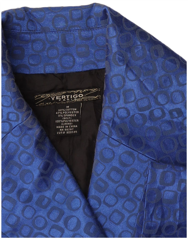 Vertigo Chaqueta corta para mujer UK 44 Azul medio Geométrico