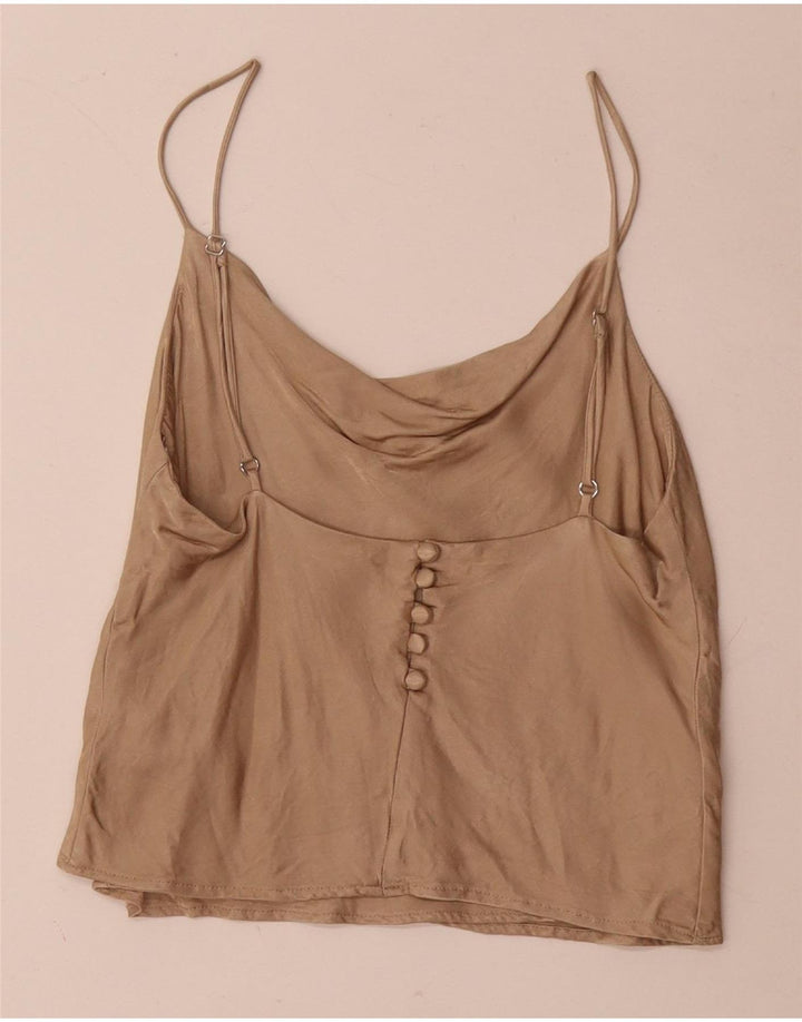 Zara Mujer Cami Top UK 10 Small Viscosa Beige