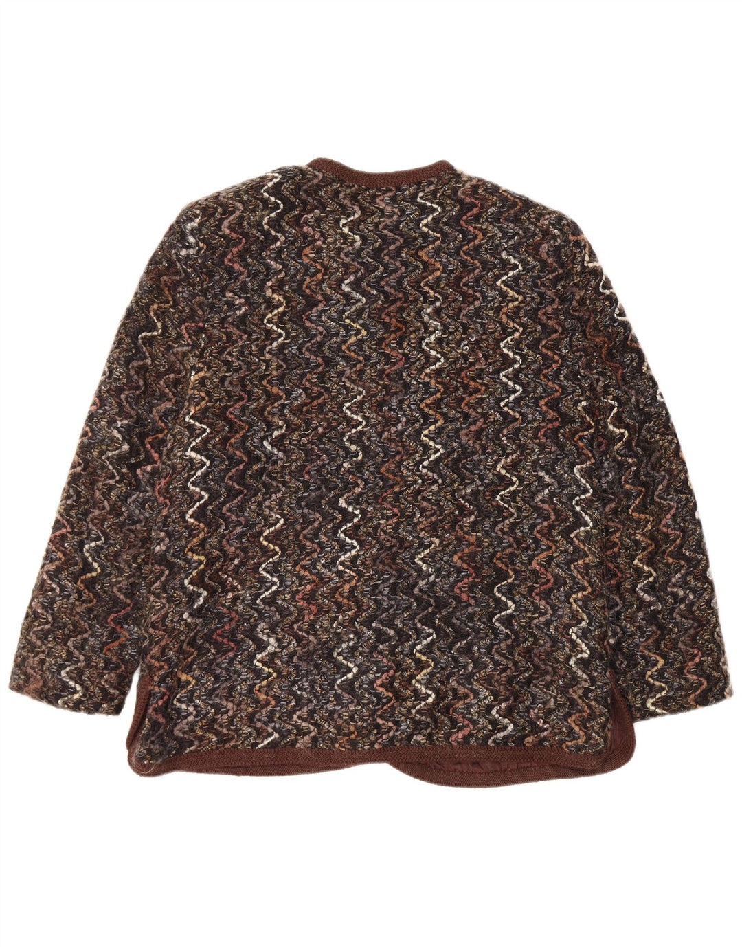 Maglificio Chaqueta Blazer de 5 Botones para Mujer UK 46 Grande Lana Marrón Chevron