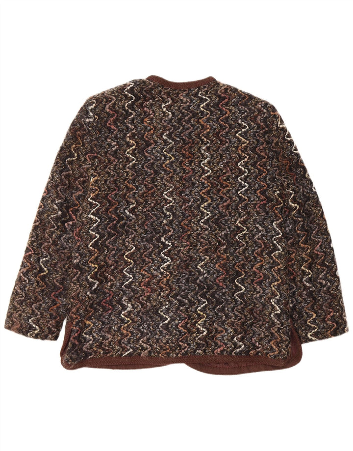 Maglificio Chaqueta Blazer de 5 Botones para Mujer UK 46 Grande Lana Marrón Chevron