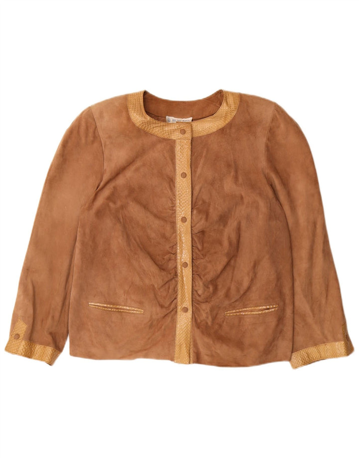 Bruno Magli Chaqueta de ante para mujer UK 44 Grande Marrón