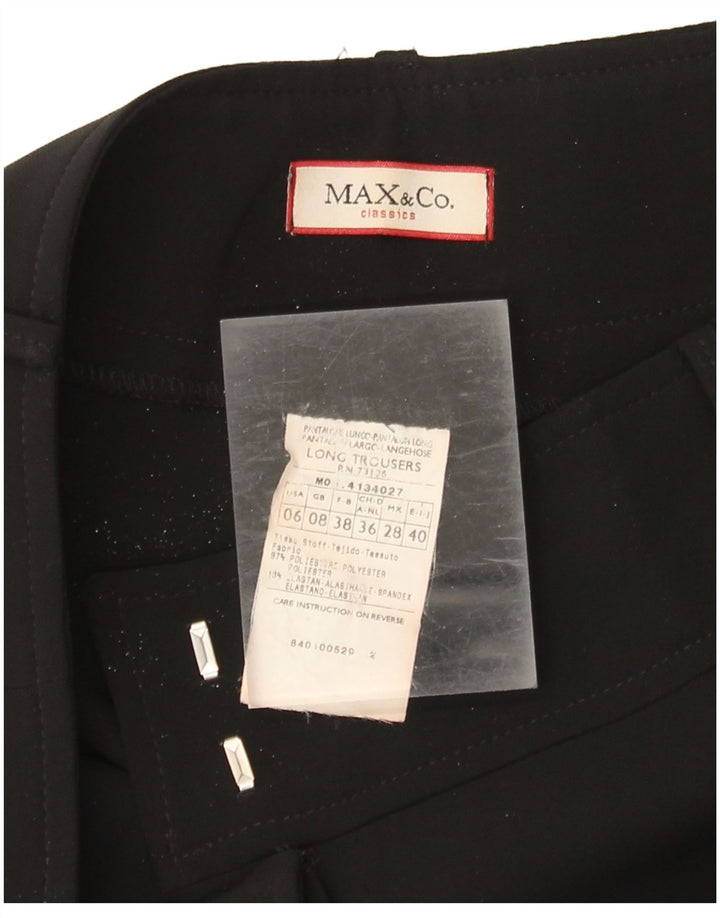 Max & Co. Pantalones de traje con corte de bota para mujer UK 8 Small W30 L31 Poliéster negro