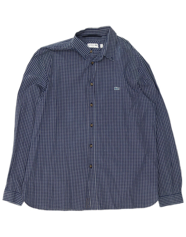 Camisa Lacoste Hombre Slim Fit Talla 45 2XL Azul Marino Cuadros Algodón