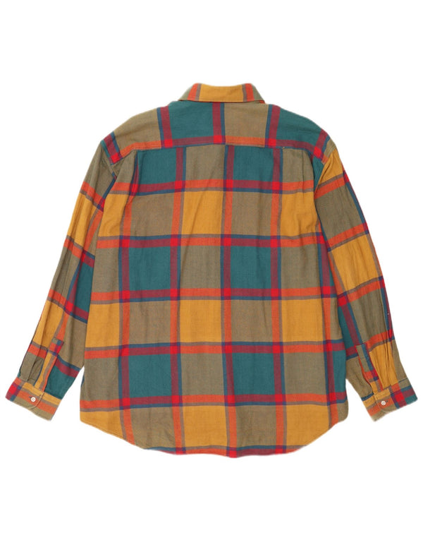 STEFANEL Camisa De Franela Hombre XL Algodón Cuadros Multicolor