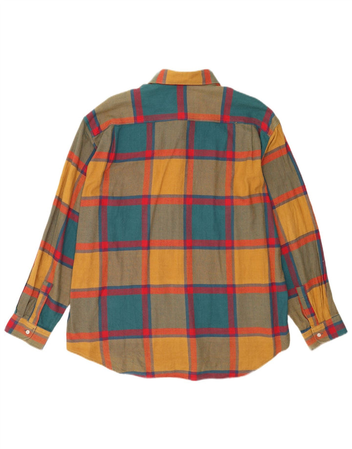 STEFANEL Camisa De Franela Hombre XL Algodón Cuadros Multicolor