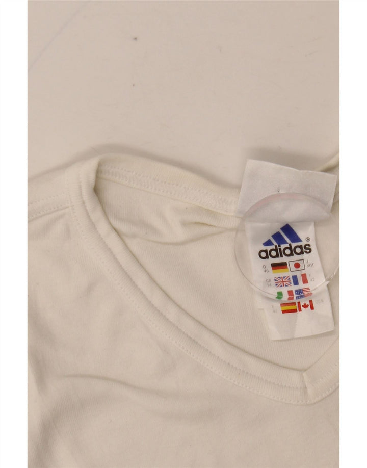 ADIDAS Camiseta Mujer Top UK 40 Mediano Algodón Blanco