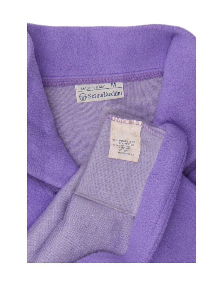 Sergio Tacchini Jersey de forro polar con cuello y cremallera para mujer UK 44 Poliéster morado mediano