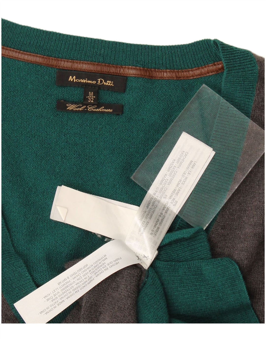 Massimo Dutti Cárdigan Mujer UK 44 Lana Colorblock Verde Medio