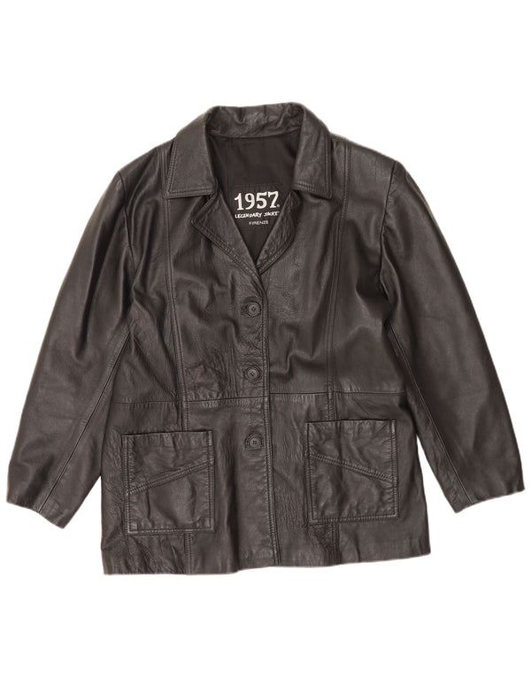 1957 Chaqueta de cuero legendaria para mujer UK 44 Cuero negro mediano