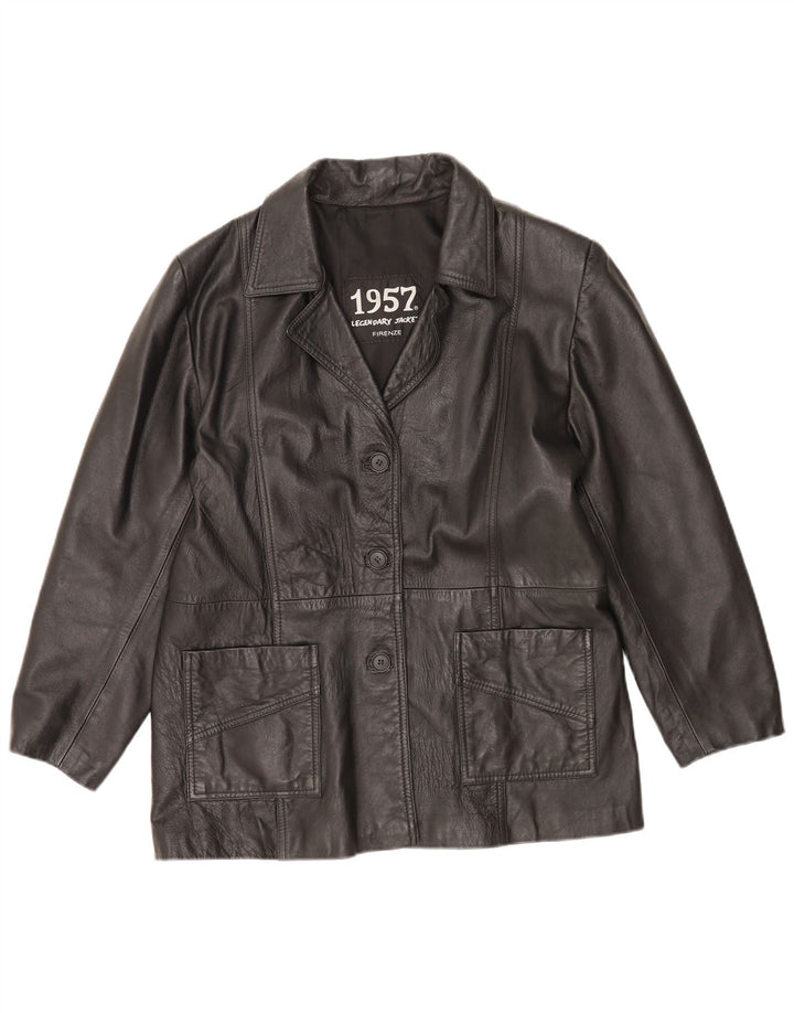 1957 Chaqueta de cuero legendaria para mujer UK 44 Cuero negro mediano