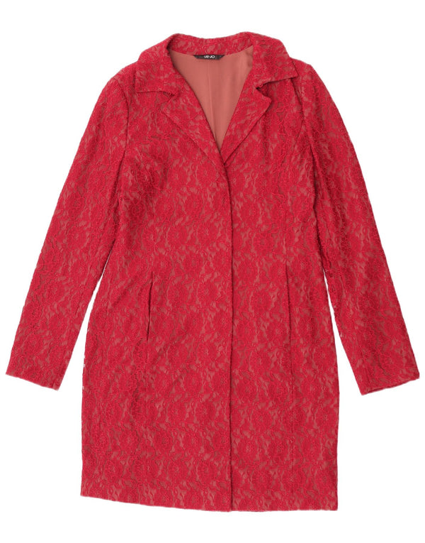 Liu Jo Vestido tubo de manga larga para mujer IT 46 Large Borgoña Floral