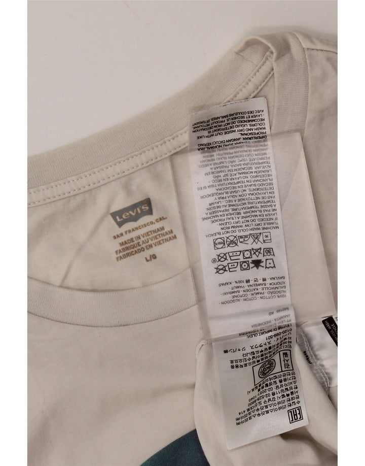 LEVI'S Camiseta gráfica para hombre Top grande de algodón blanco roto