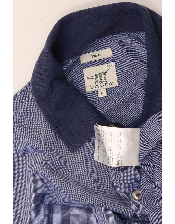 Henry Cottons Polo Slim Fit para hombre de algodón azul medio
