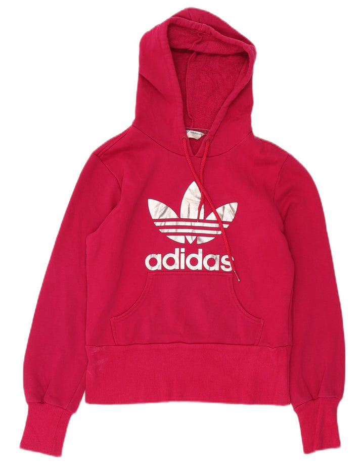 ADIDAS Jersey con capucha y gráfico corto para mujer IT 36 XS Algodón rosa