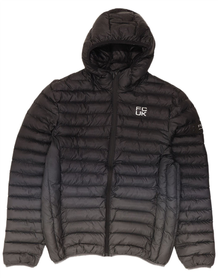 Fcuk Chaqueta acolchada con capucha para hombre ES 38 Mediana Negro Colorblock Poliéster