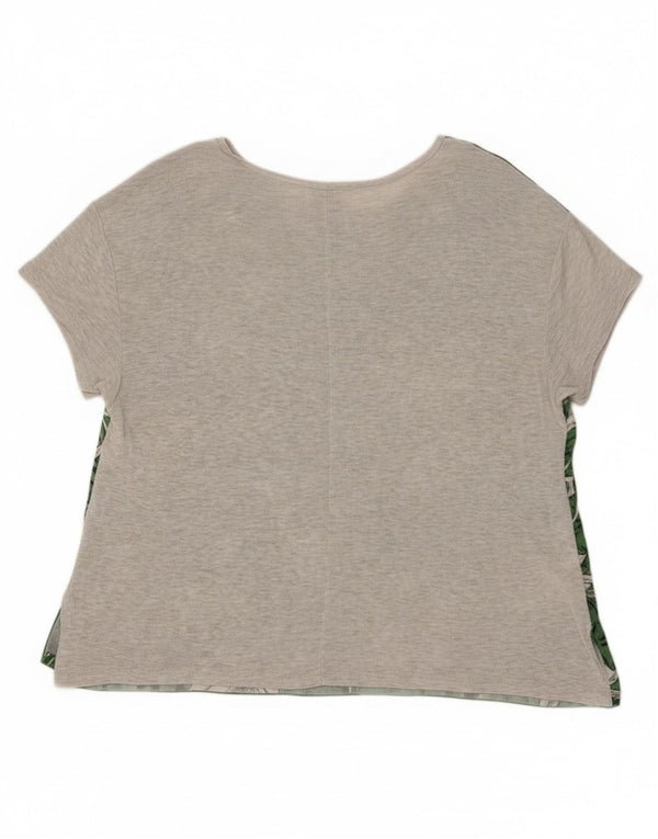 Zara Mujer Camiseta Top XL Verde Floral Lyocell